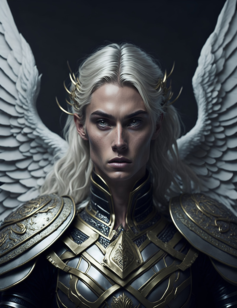 Default Insanely realistic portrait of a blonde angel warrior • Angel Warrior